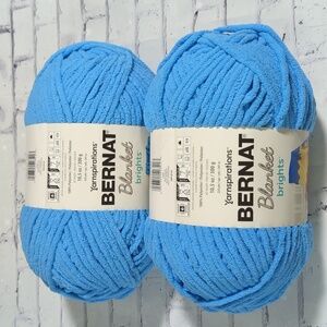 2 Brand New Skeins Bernat Blanket Brights Yarn BUSY BLUE Smoke Free Home